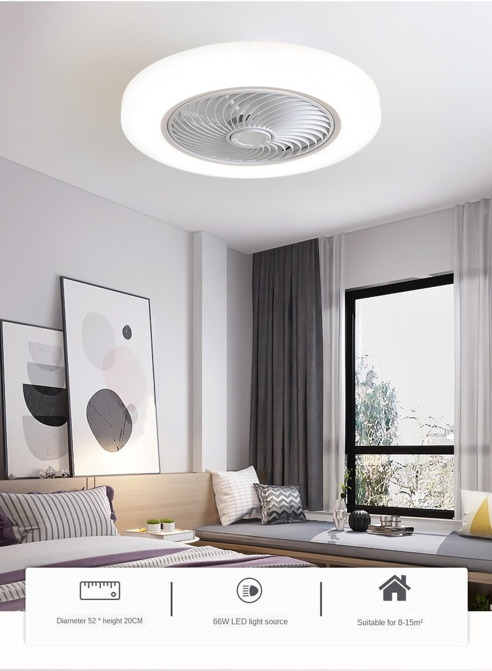 Modern Lux Flush Mounted Silent Retractable Fan Light