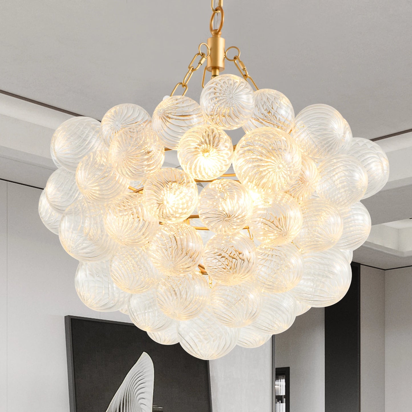 Lux Gold Glass Globes Chandelier