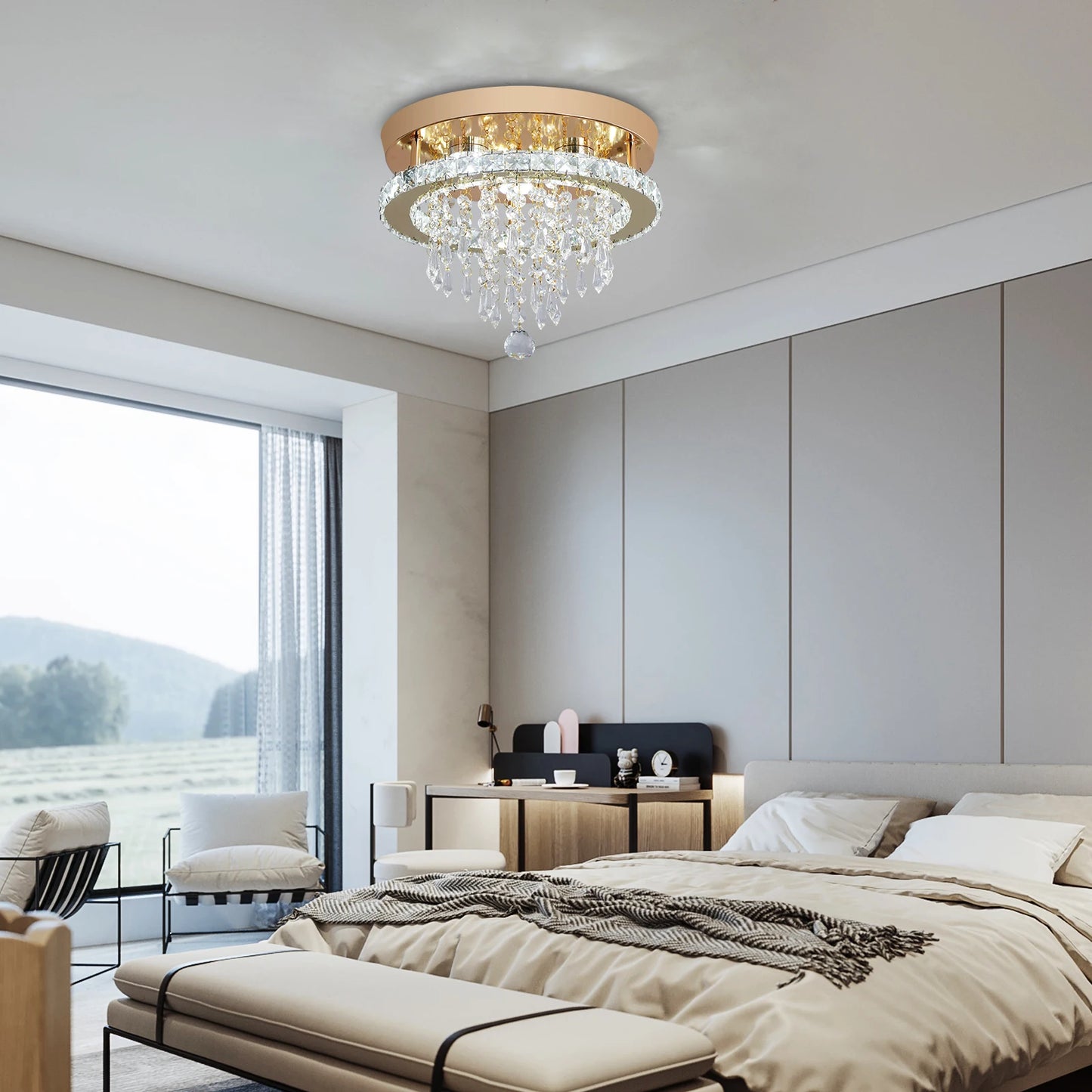 Lux Modern Gold Crystal Chandelier