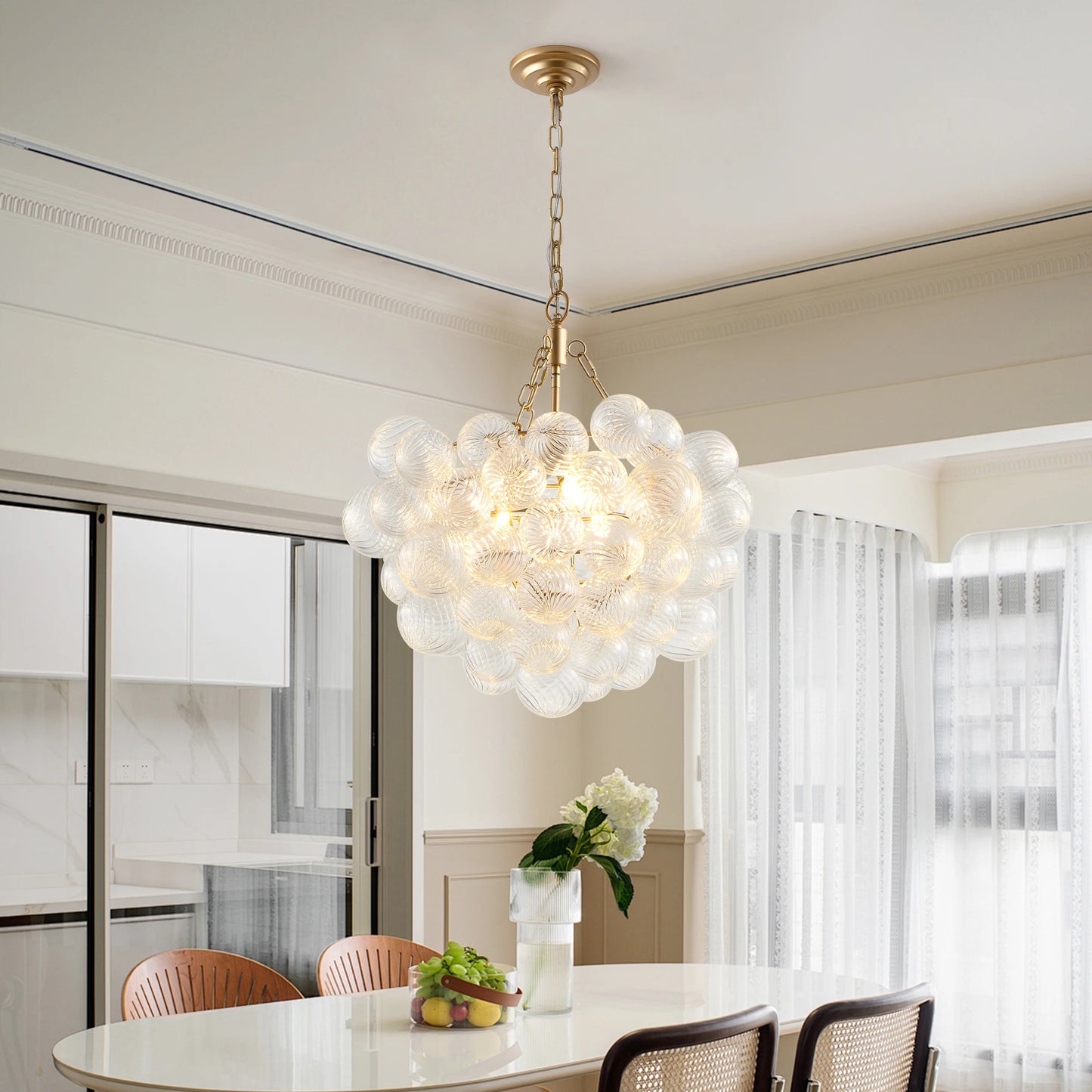 Lux Gold Glass Globes Chandelier