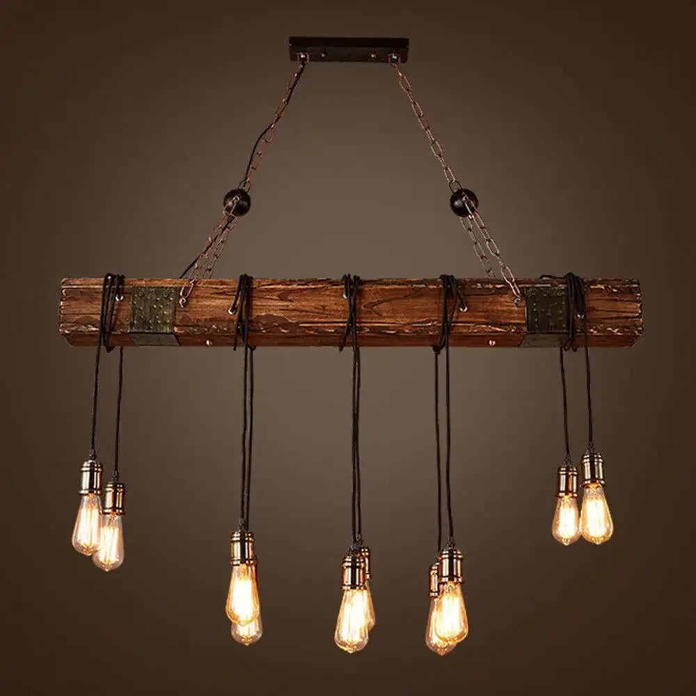 Rustic Farmhouse Wooden Beam Pendant Light