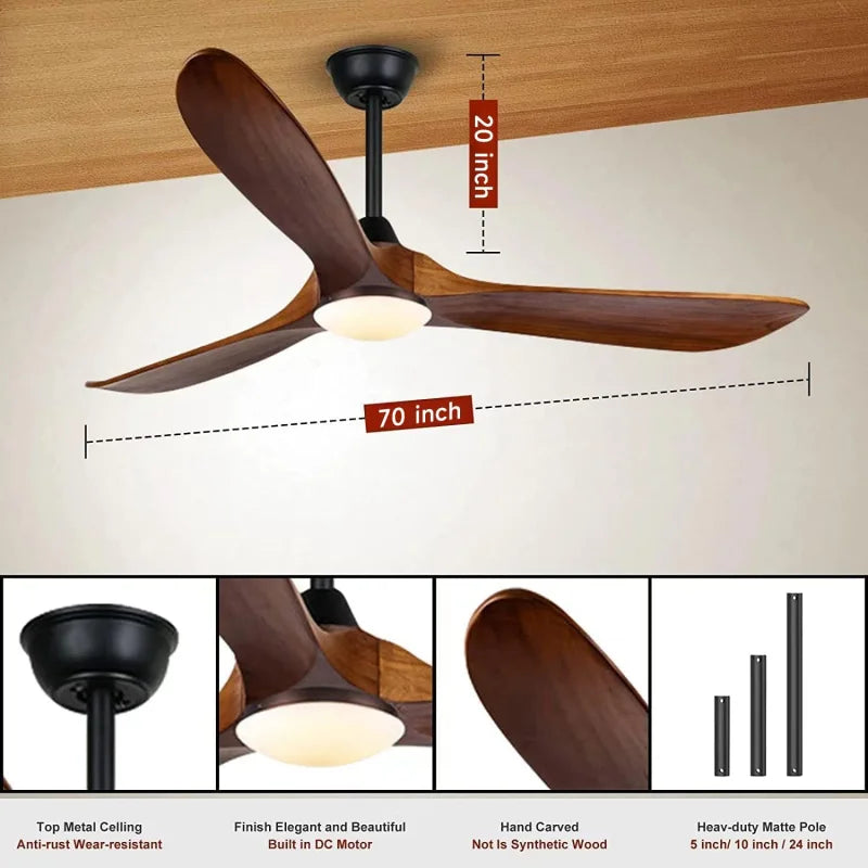 Lux Waterproof Modern Patio Hanging Ceiling Fan with Light