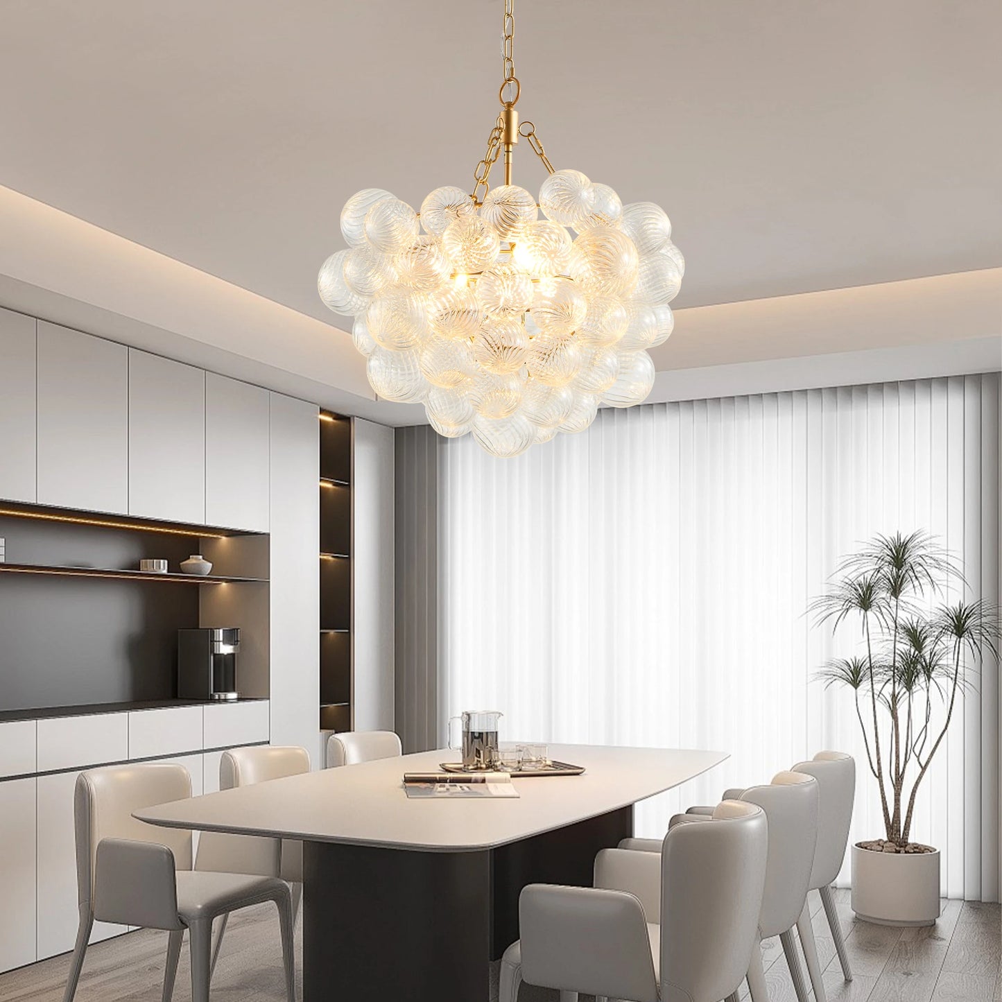 Lux Gold Glass Globes Chandelier