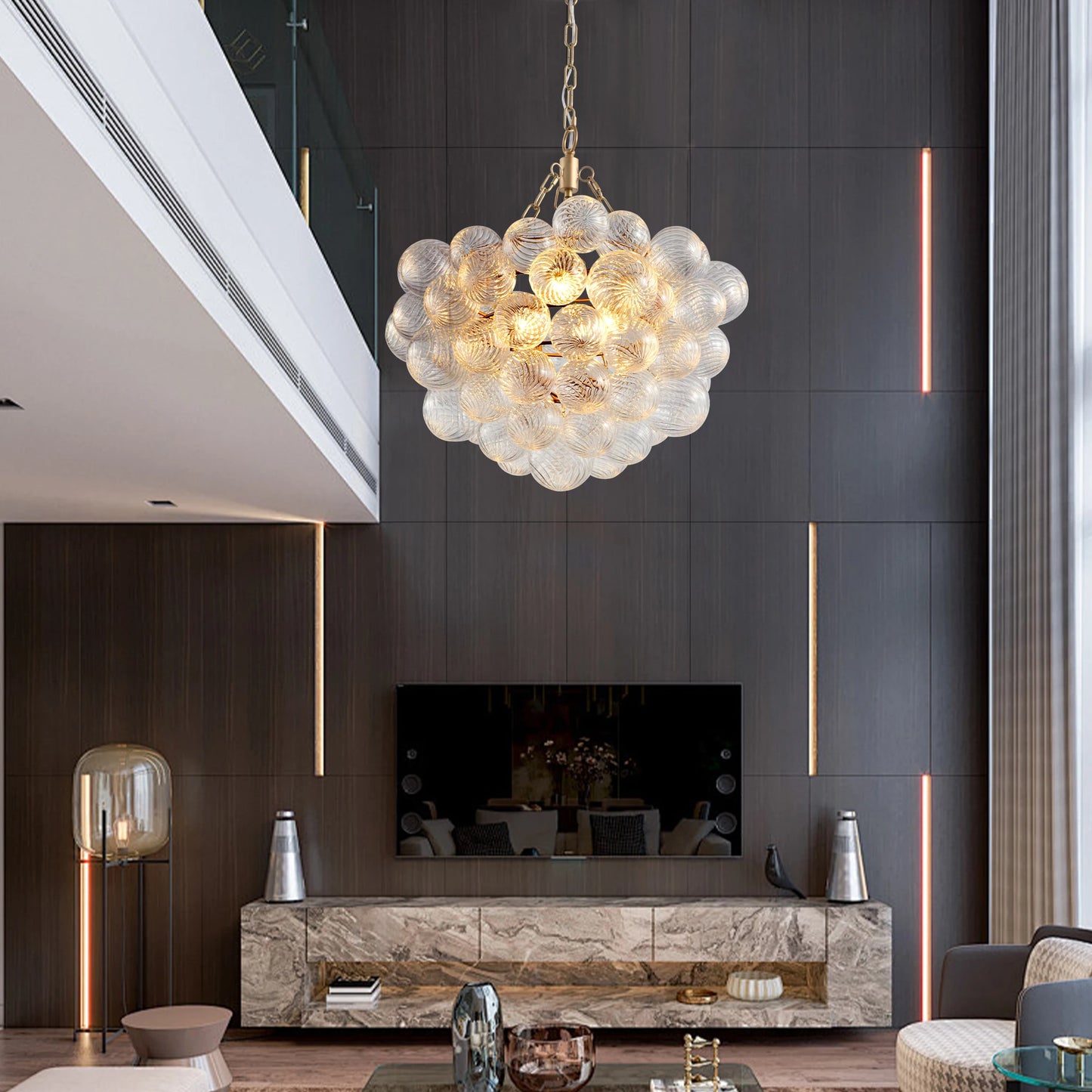 Lux Gold Glass Globes Chandelier