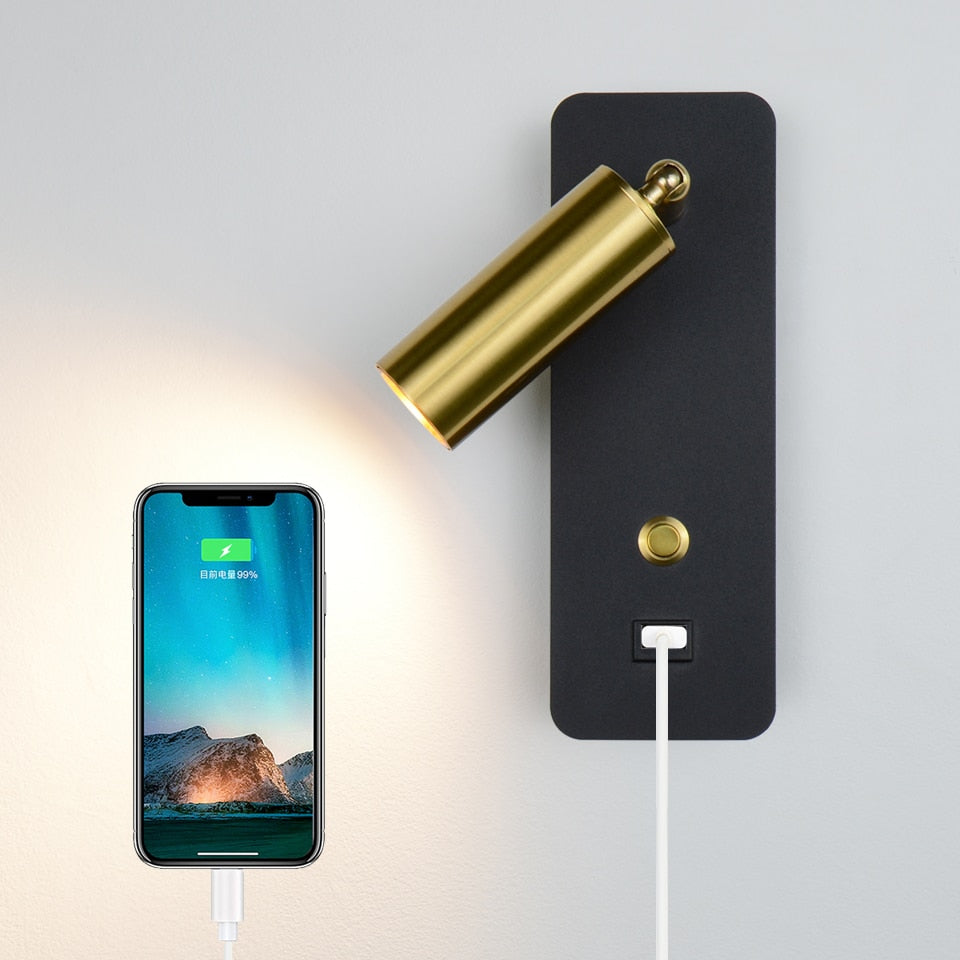 Contemporary Lux USB Bedside Wall Lights