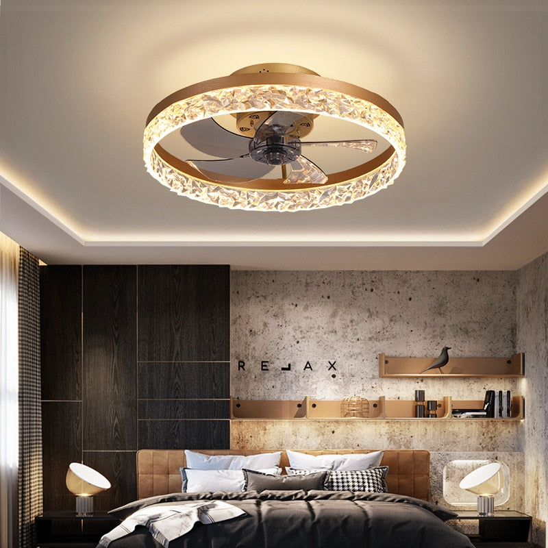 Lux Silent Crystal Ceiling Fan with Light