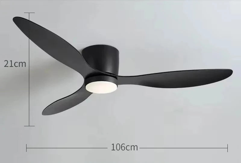 Black Low Profile Ceiling Fan with Light 42