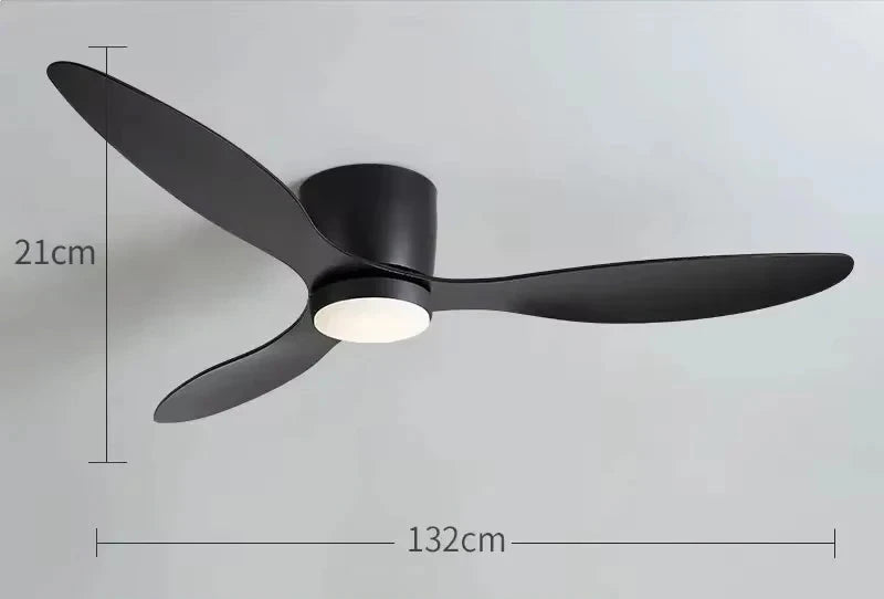 Black Low Profile Ceiling Fan with Light
