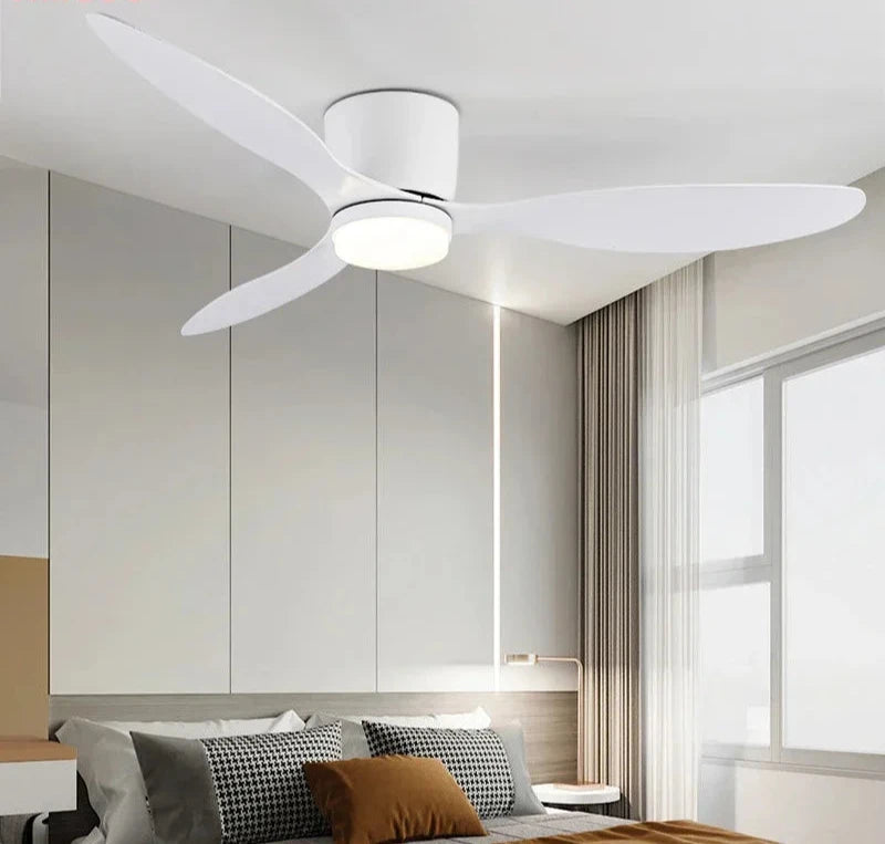 White Low Profile Ceiling Fan with Light 
