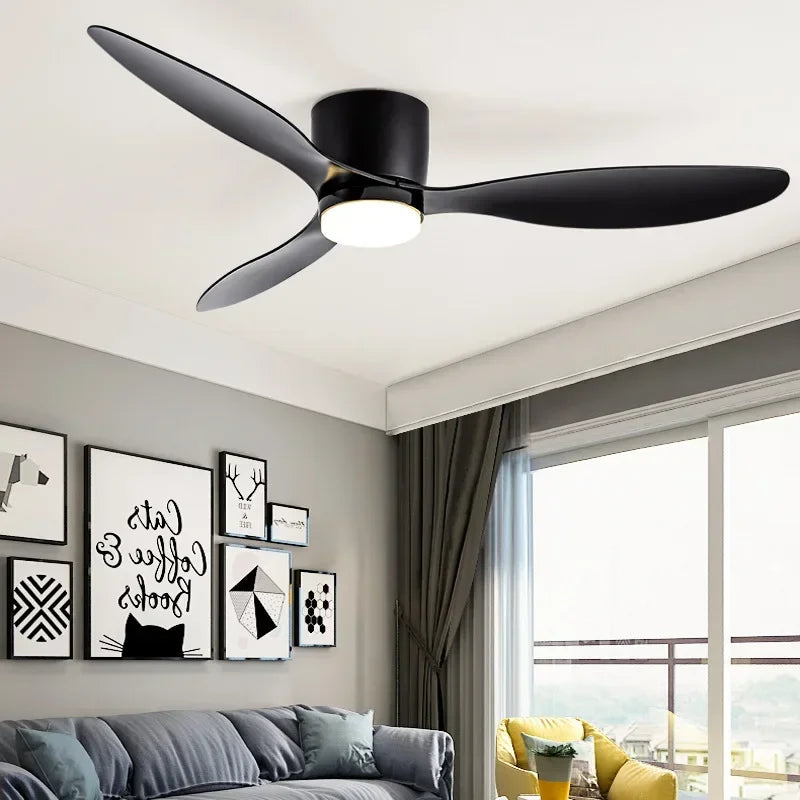 Black Low Profile Ceiling Fan with Light 