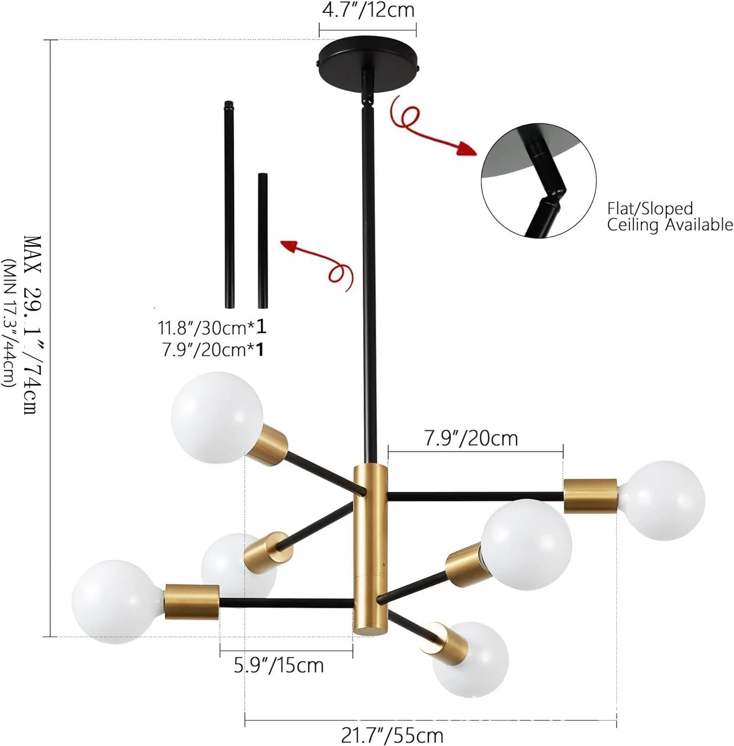 Household Living Room Chandelier Light 6/8/10/12 Lamps Heads Modern Dining Room Bedroom Gold/Black Ceiling Chandelier Lamp E27
