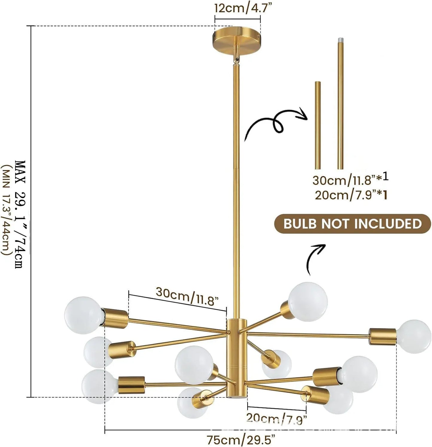 Household Living Room Chandelier Light 6/8/10/12 Lamps Heads Modern Dining Room Bedroom Gold/Black Ceiling Chandelier Lamp E27