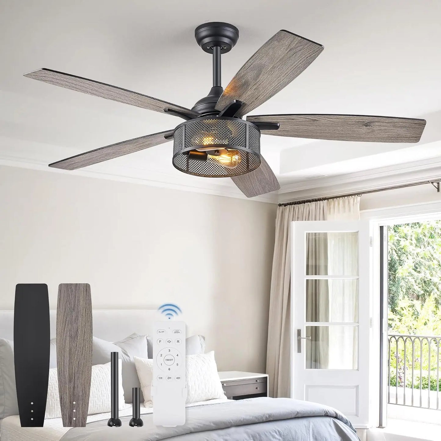 Lux Farmhouse Modern Industrial Fan With Light