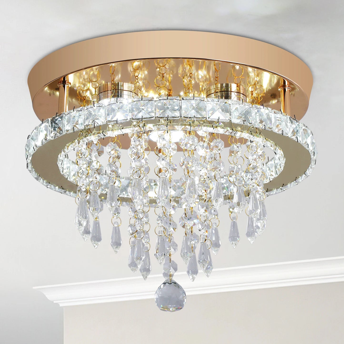 Lux Modern Gold Crystal Chandelier