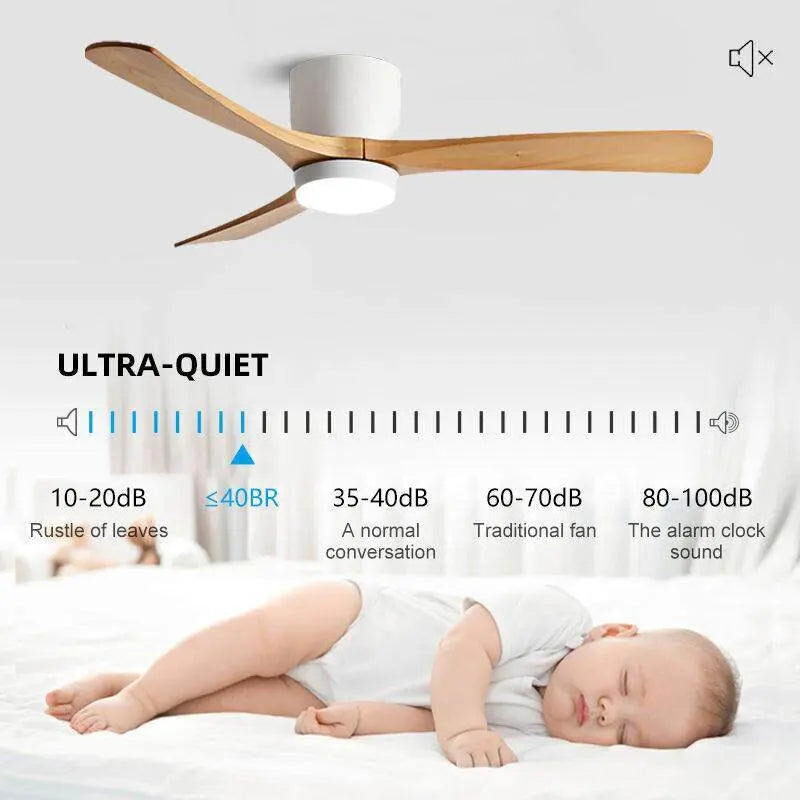 Industrial Retro Solid Wood Ceiling Fan – High-Airflow Variable Speed Fan