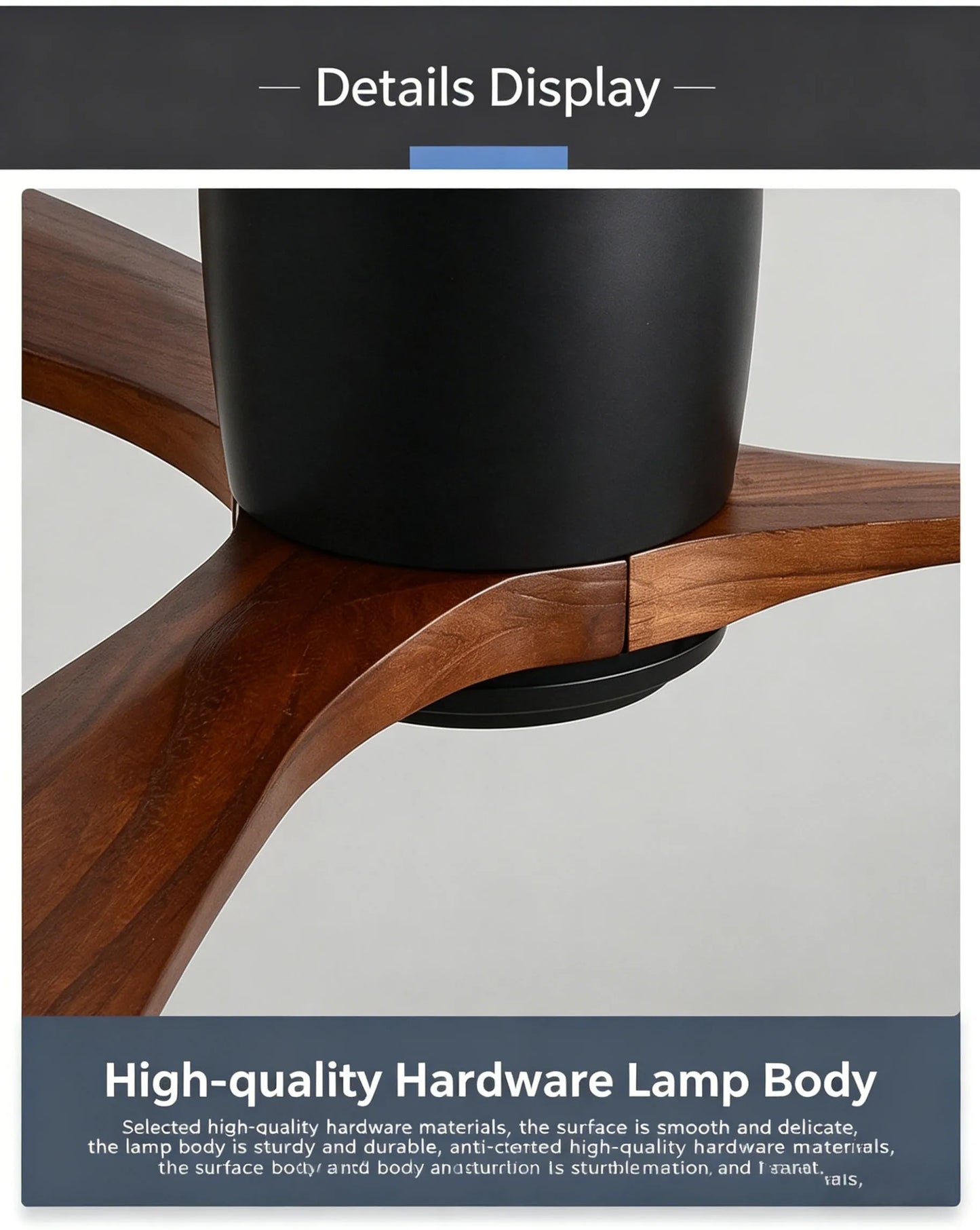 Industrial Retro Solid Wood Ceiling Fan – High-Airflow Variable Speed Fan