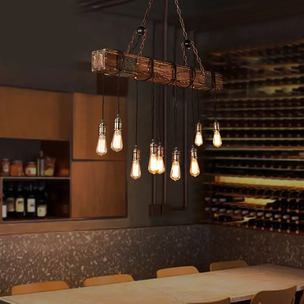 Rustic Farmhouse Wooden Beam Pendant Light