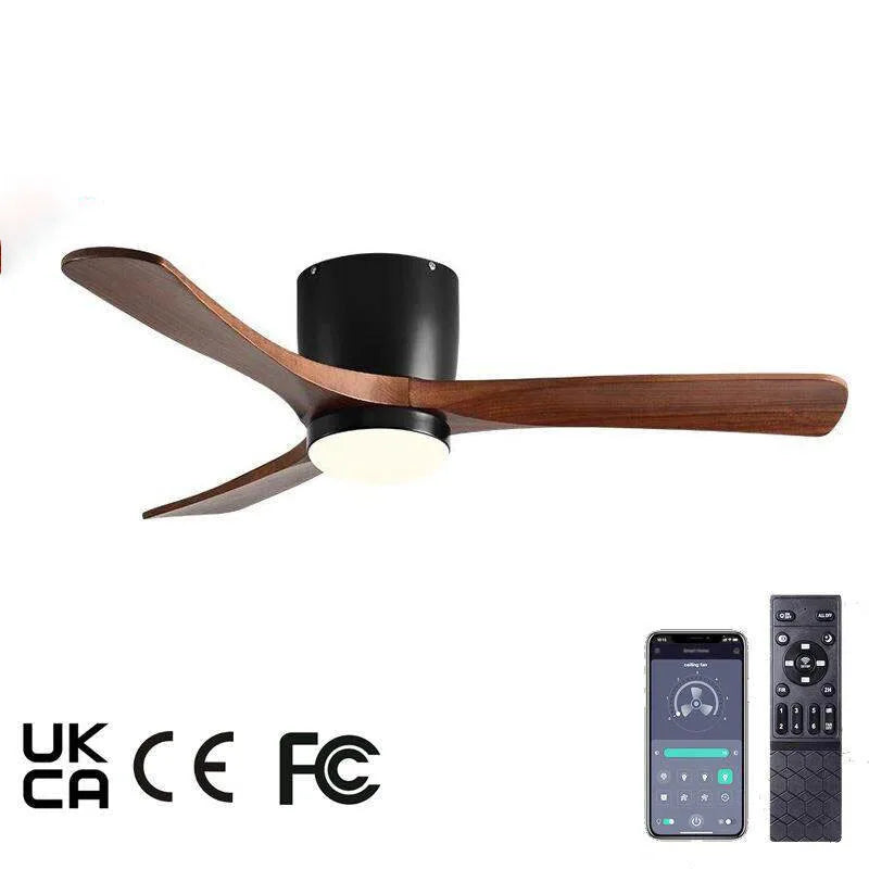 Industrial Retro Solid Wood Ceiling Fan – High-Airflow Variable Speed Fan