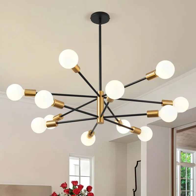 Household Living Room Chandelier Light 6/8/10/12 Lamps Heads Modern Dining Room Bedroom Gold/Black Ceiling Chandelier Lamp E27