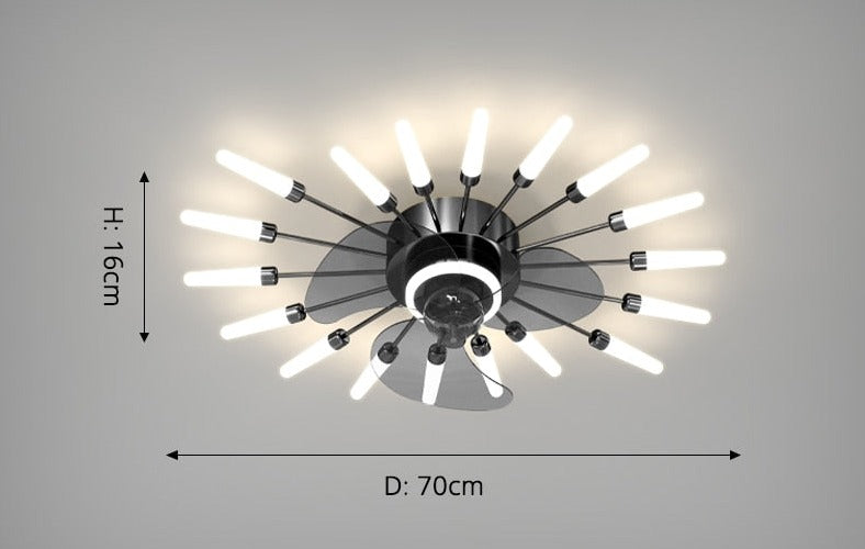 Modern Low-Profile Firework Ceiling Fan with Light