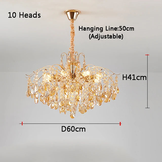 Aura Modern Luxury Crystal LED Chandelier – Premium Ceiling Light