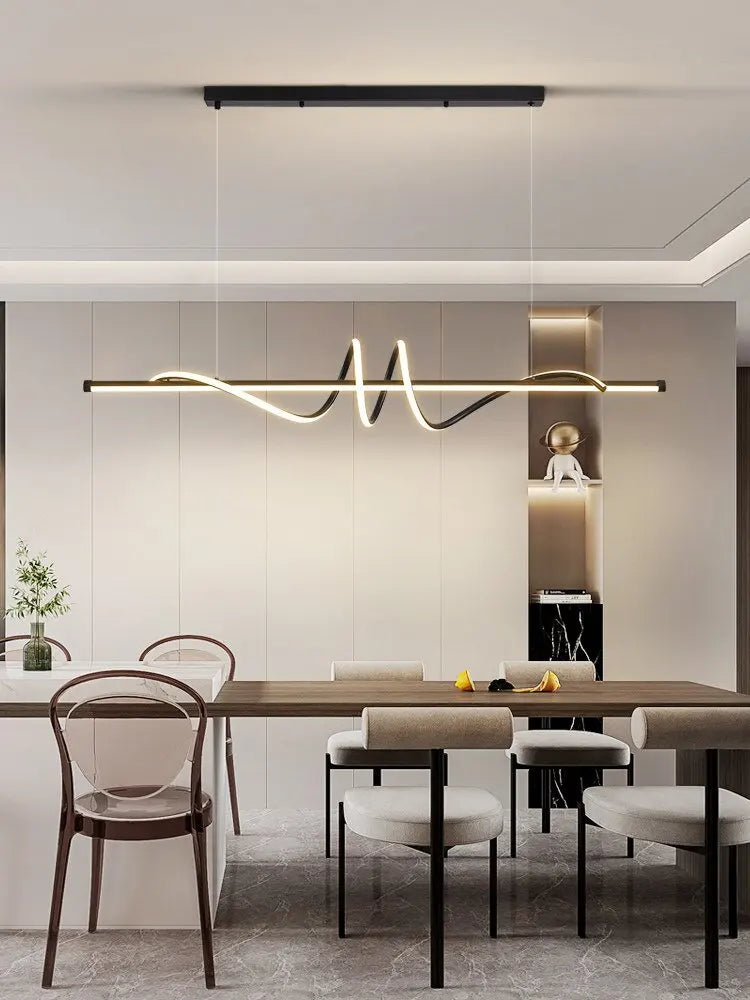 Luna Minimalist LED Pendant Light – Modern Linear Hanging Lamp