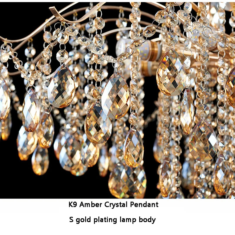 Aura Modern Luxury Crystal LED Chandelier – Premium Ceiling Light