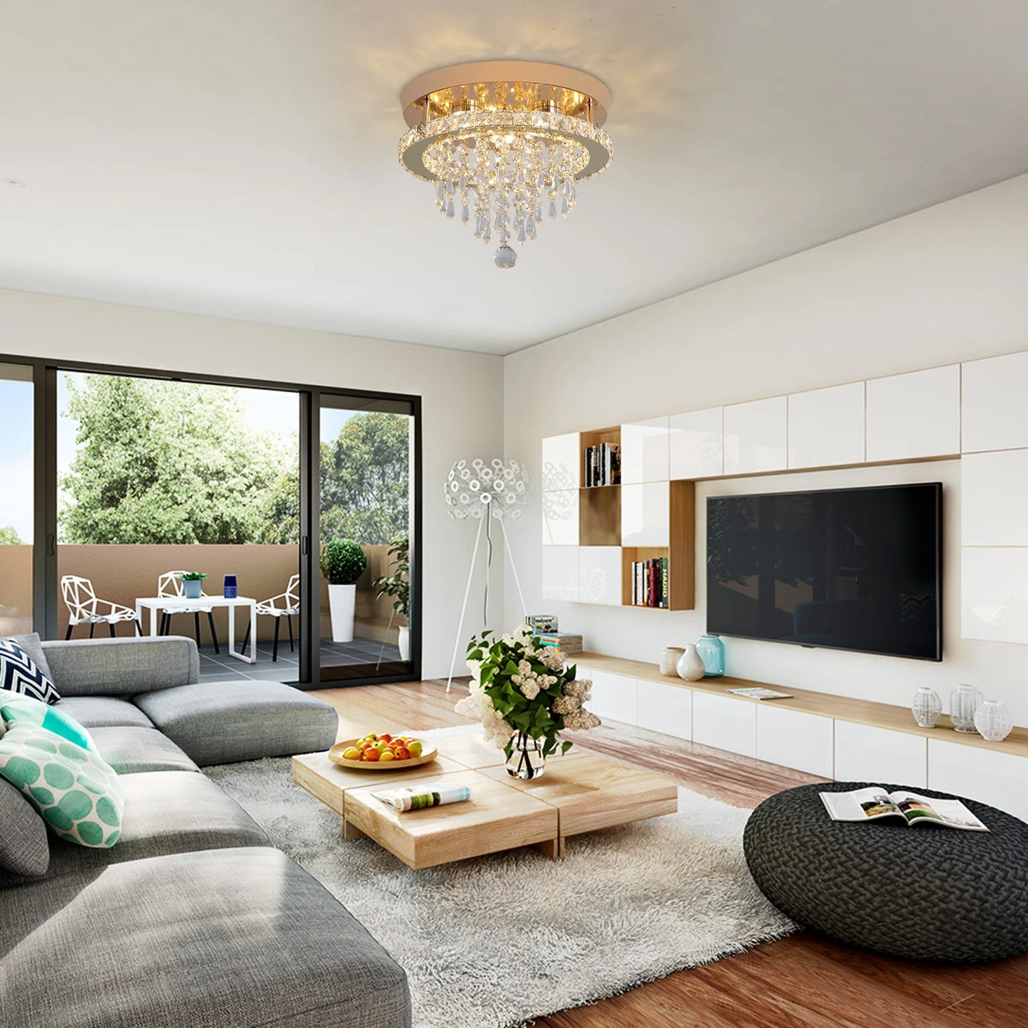 Lux Modern Gold Crystal Chandelier