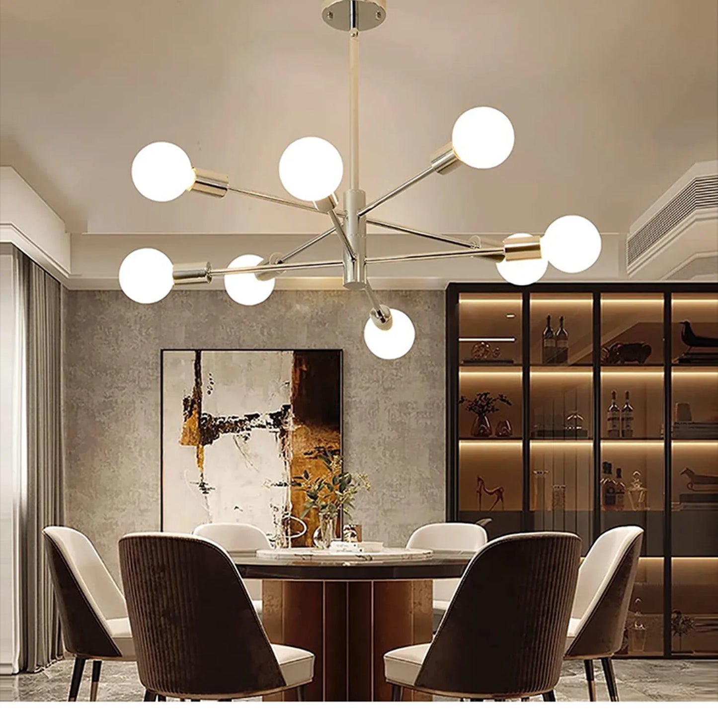 Household Living Room Chandelier Light 6/8/10/12 Lamps Heads Modern Dining Room Bedroom Gold/Black Ceiling Chandelier Lamp E27
