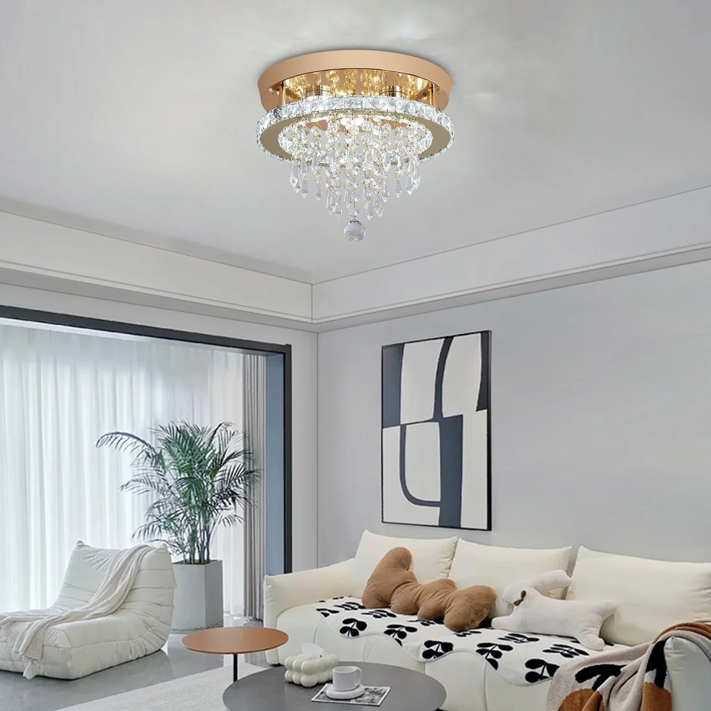 Lux Modern Gold Crystal Chandelier