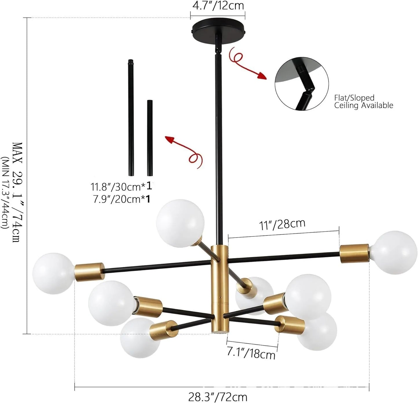Household Living Room Chandelier Light 6/8/10/12 Lamps Heads Modern Dining Room Bedroom Gold/Black Ceiling Chandelier Lamp E27