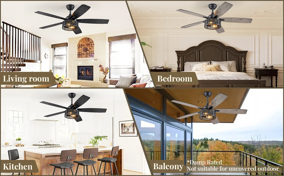 Lux Farmhouse Modern Industrial Fan With Light