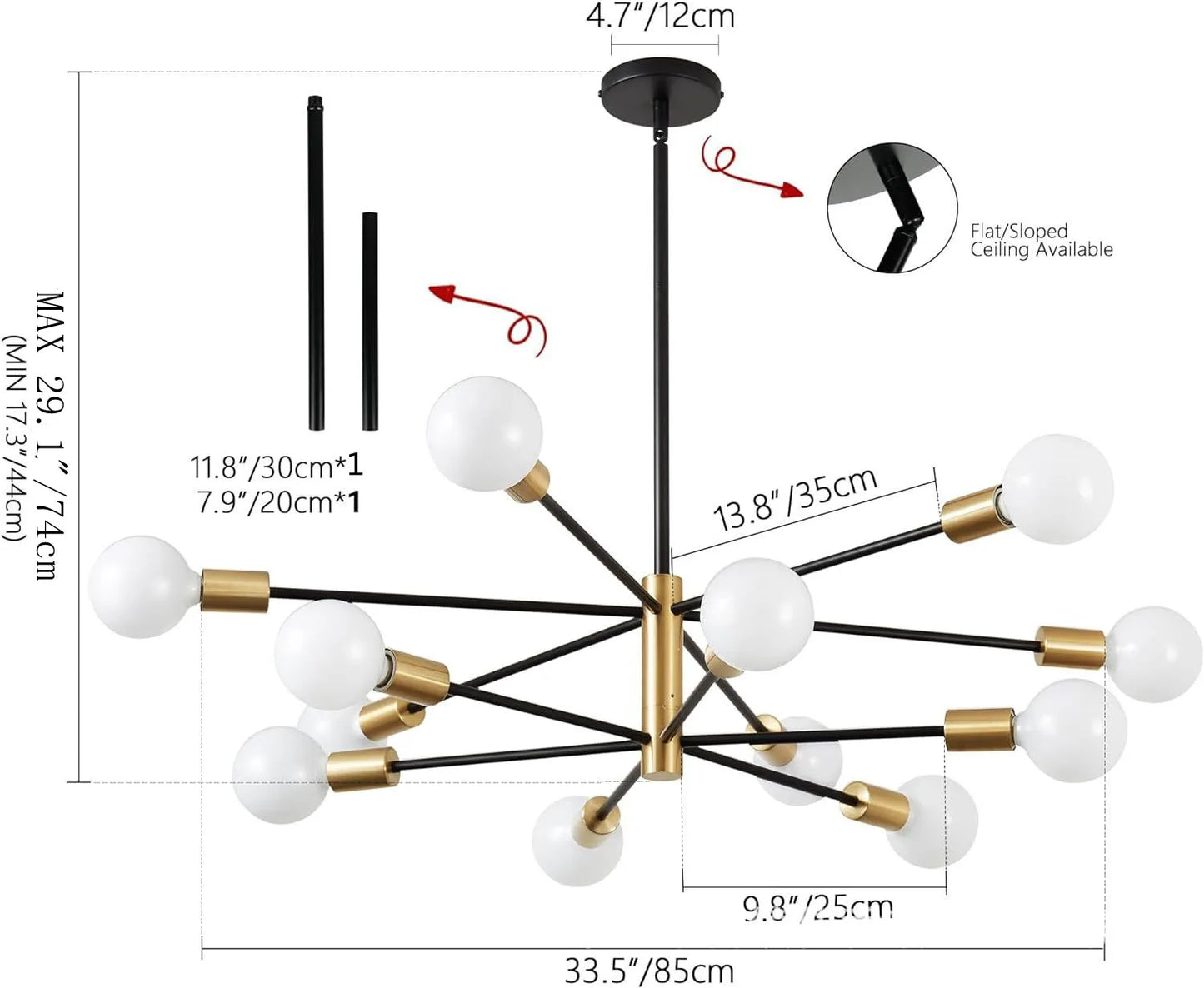 Household Living Room Chandelier Light 6/8/10/12 Lamps Heads Modern Dining Room Bedroom Gold/Black Ceiling Chandelier Lamp E27