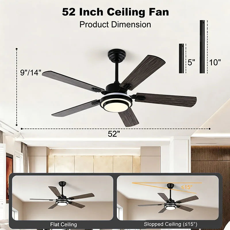 AeroVibe 42" / 52" Modern Ceiling Fan with LED Light & Remote