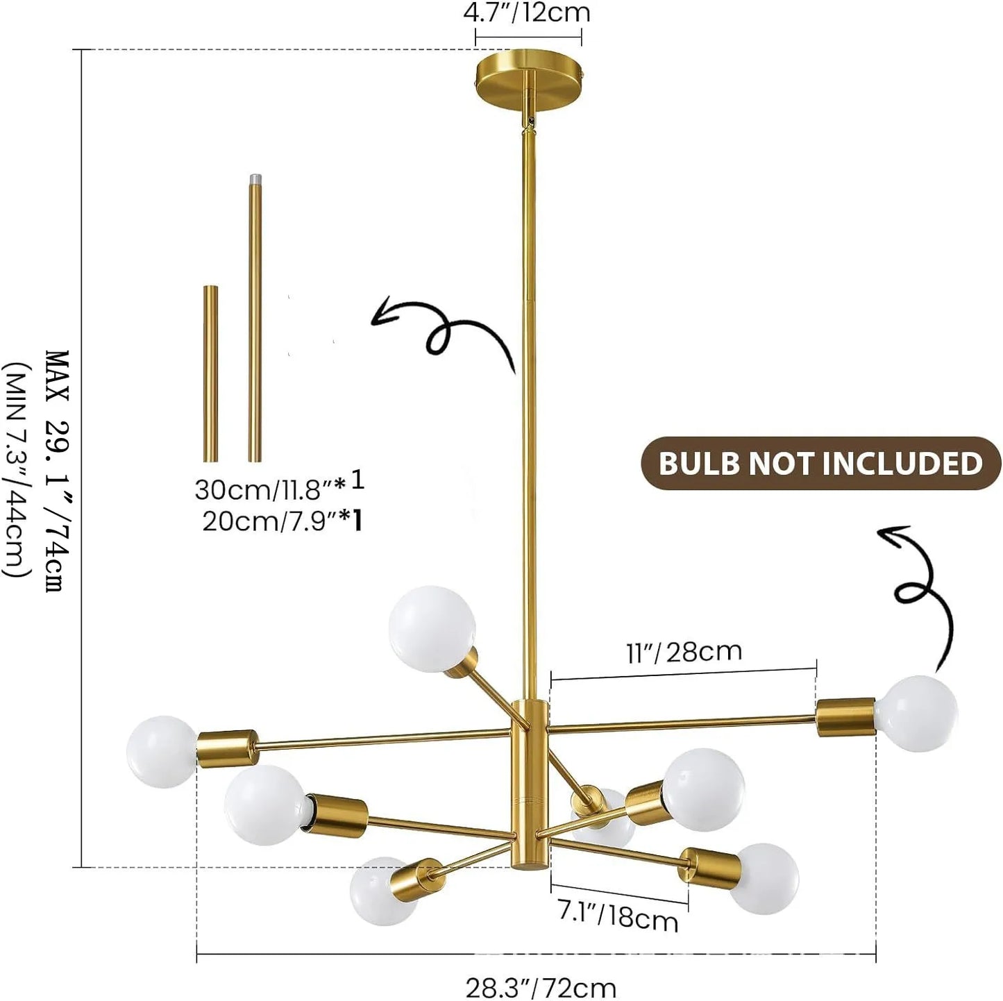 Household Living Room Chandelier Light 6/8/10/12 Lamps Heads Modern Dining Room Bedroom Gold/Black Ceiling Chandelier Lamp E27