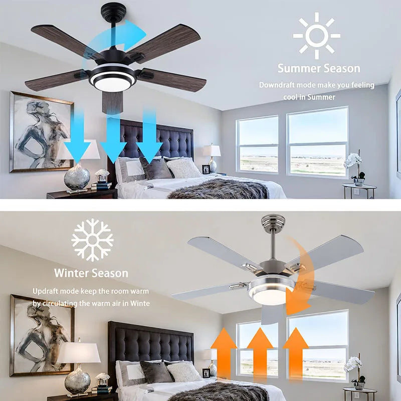AeroVibe 42" / 52" Modern Ceiling Fan with LED Light & Remote