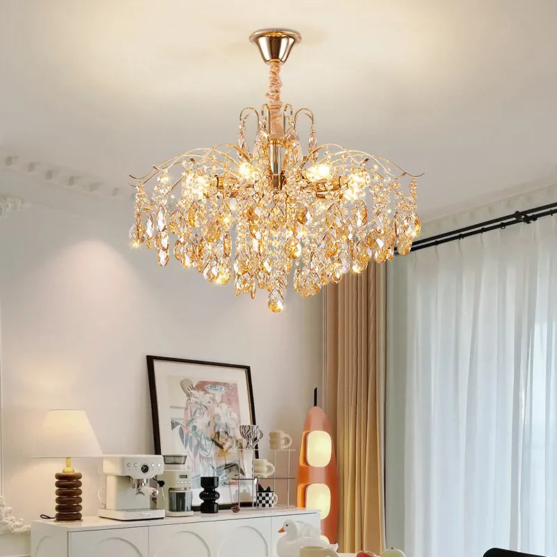 Aura Modern Luxury Crystal LED Chandelier – Premium Ceiling Light