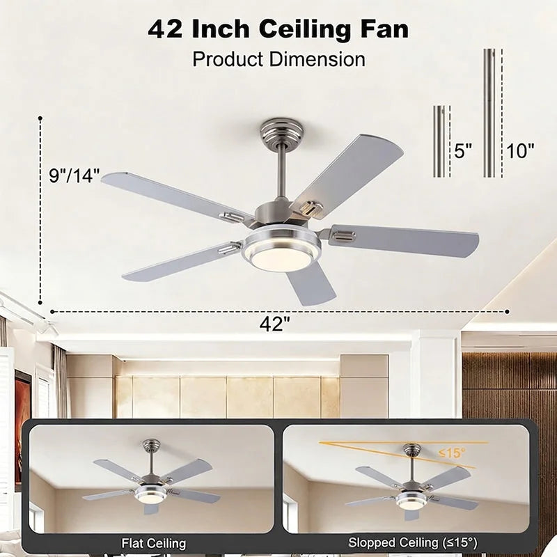 AeroVibe 42" / 52" Modern Ceiling Fan with LED Light & Remote