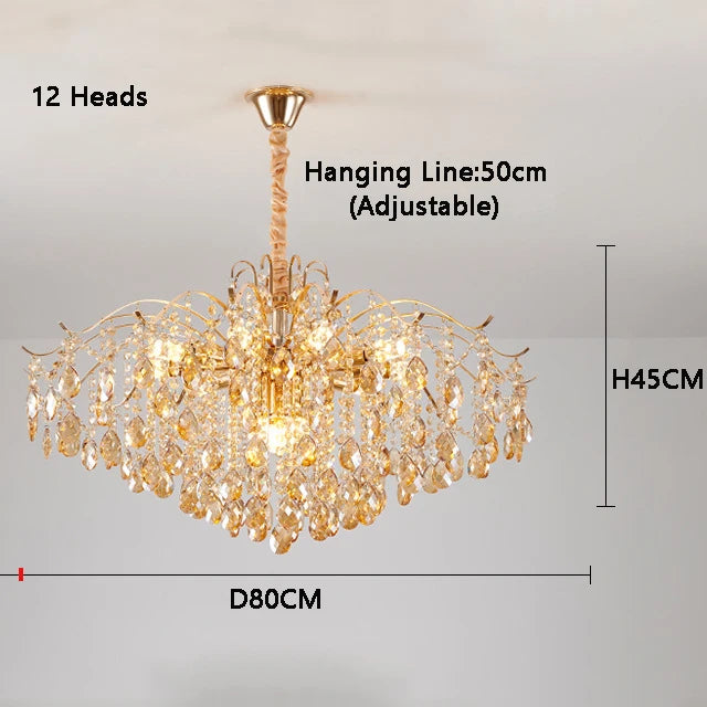 Aura Modern Luxury Crystal LED Chandelier – Premium Ceiling Light
