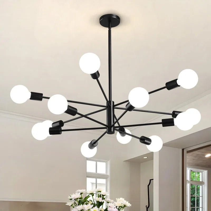 Household Living Room Chandelier Light 6/8/10/12 Lamps Heads Modern Dining Room Bedroom Gold/Black Ceiling Chandelier Lamp E27