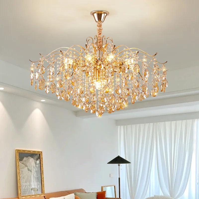Aura Modern Luxury Crystal LED Chandelier – Premium Ceiling Light