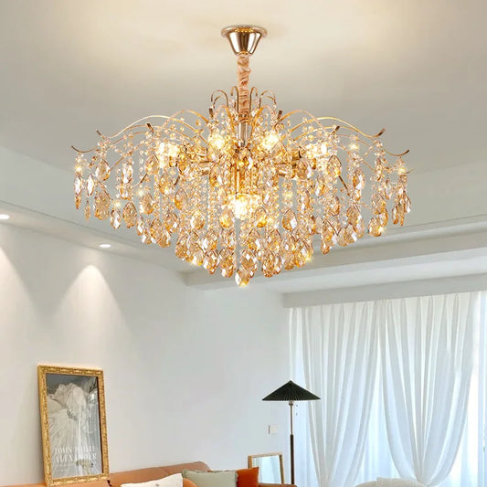 Aura Modern Luxury Crystal LED Chandelier – Premium Ceiling Light