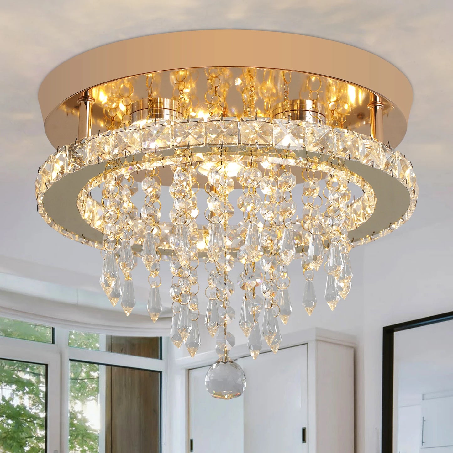 Lux Modern Gold Crystal Chandelier