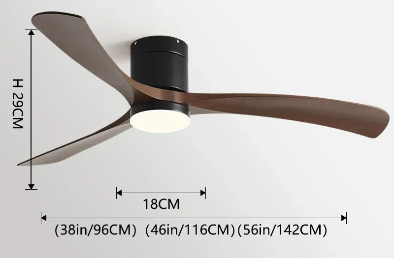 Modern Walnut Wood Ceiling Fan With Light