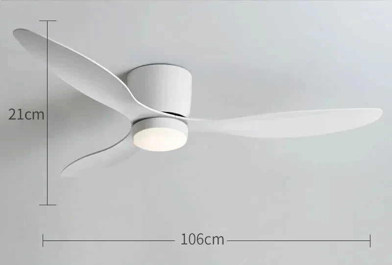 White Low Profile Ceiling Fan with Light 42