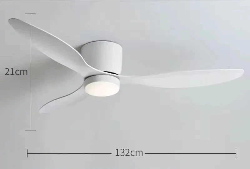 White Low Profile Ceiling Fan with Light