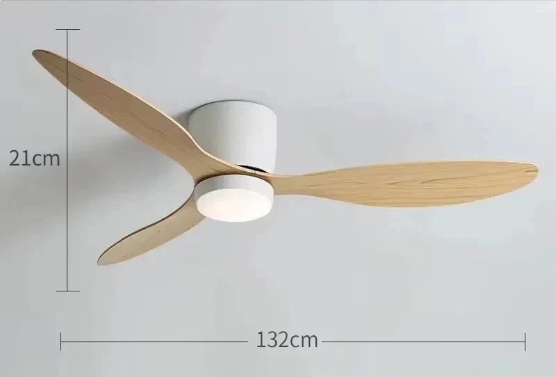 White Wood Low Profile Ceiling Fan with Light