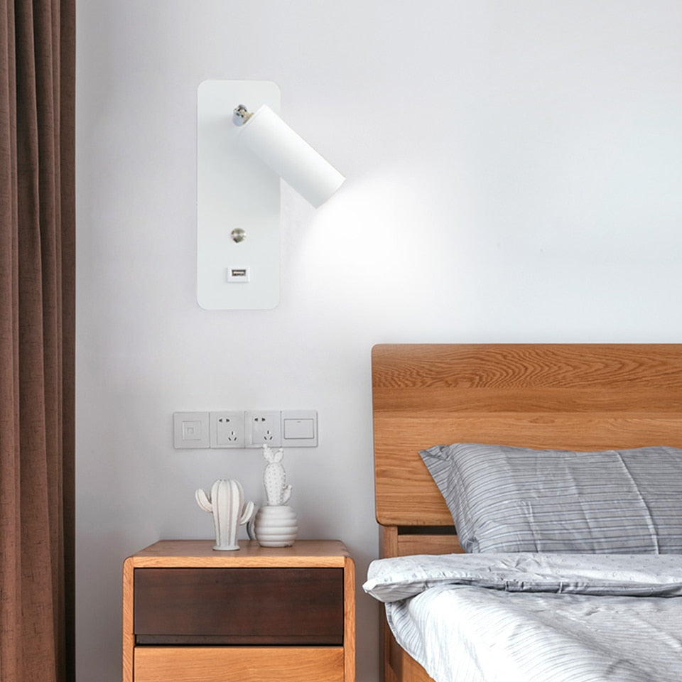 Contemporary Lux USB Bedside Wall Lights - Main Image