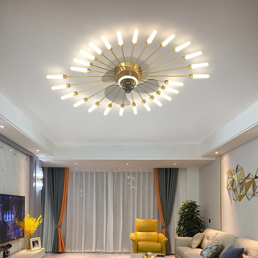 Modern Low-Profile Firework Ceiling Fan with Light