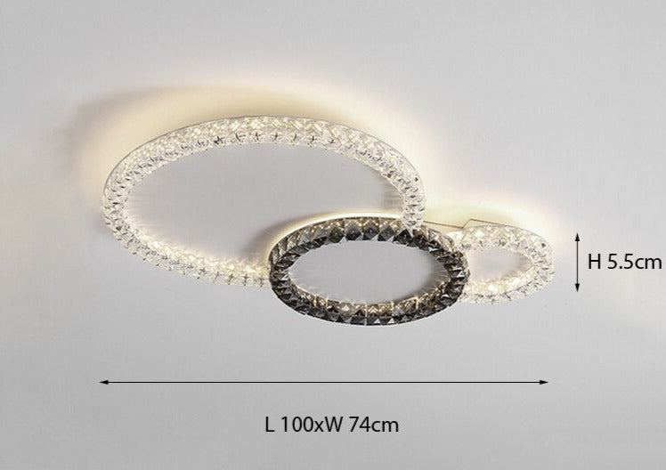 Modern Crystal Lapping Circles Lux Ceiling Light